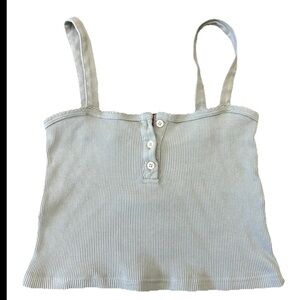 Brandy Melville Ribbed Tank One Size Green  100% cotton made in Italy